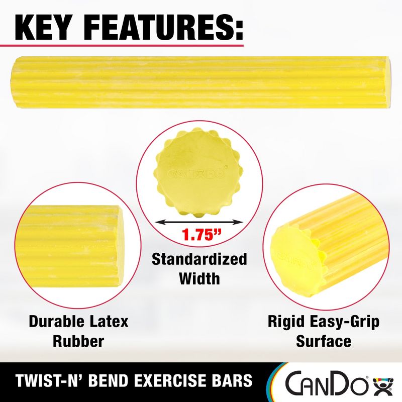 CanDo Twist-n' Bend Flexible Resistance Bars For Grip And Forearm Strengthening, Physical Therapy, Rehabilitation, Injury Recovery, and Pain Relief, 4 of 7