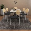 LeisureMod Velvet Dining Chair with Rattan Back, Set of 4 Side Kitchen Chair with Stainless Steel Base Euston Collection - 2 of 4