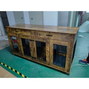 Nasitip 71'' Dog Crate Furniture for 2 Dogs, Wooden Double Dog Crate with 3 Drawers and Removable Room Divider for Large Medium Dogs - 1 of 1
