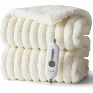 Heated Blanket, Ultra Soft Striped Faux Rabbit Fur Heating Blanket with 4 Heat Settings, 10-Hour Auto Off & Over-Heat Protection Function - 1 of 4