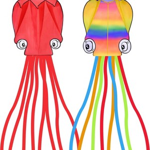 Joyfy 2 Pack Giant Octopus Kite - Large Beach Kite with 328ft Line for Kids & Adults, Easy-Fly Design for Outdoor Fun, Lawn Games & Family Activities - 1 of 4