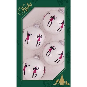 Glass Christmas Tree Ornaments - 67mm/2.63" [4 Pieces] Decorated Balls from Christmas by Krebs Seamless Hanging Holiday Decor - 1 of 3