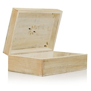 Mela Artisans Decorative Wooden Box with Hinged Lid WhiteFinish, Extra Large, 10.5 x 7.5 x 4 Inch - 1 of 4
