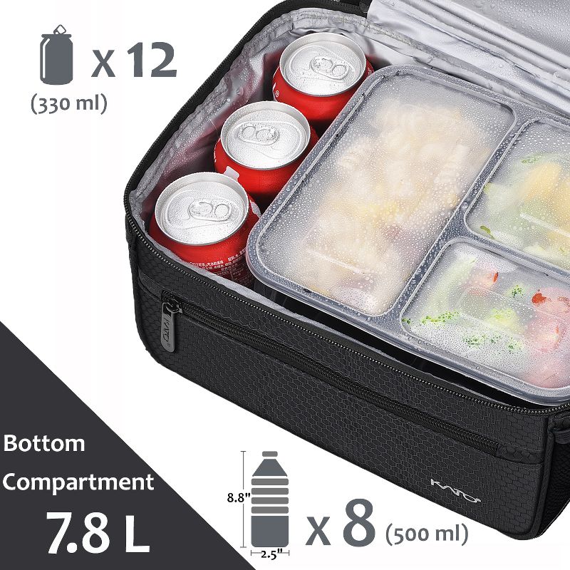 Tirrinia Large Lunch Bag, 13L/22 Cans Insulated Leakproof Reusable Bento Lunch Box with Dual Compartment, Lunch Cooler Tote Bag for Work, Beach, 3 of 9