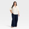 Women's Balloon Elbow Sleeve V-Neck Button-Down Shirt - Ava & Viv™ - 3 of 3