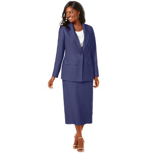 Jessica London Women's Plus Size 2-Piece Stretch Crepe Single-Breasted Skirt Suit - 1 of 4