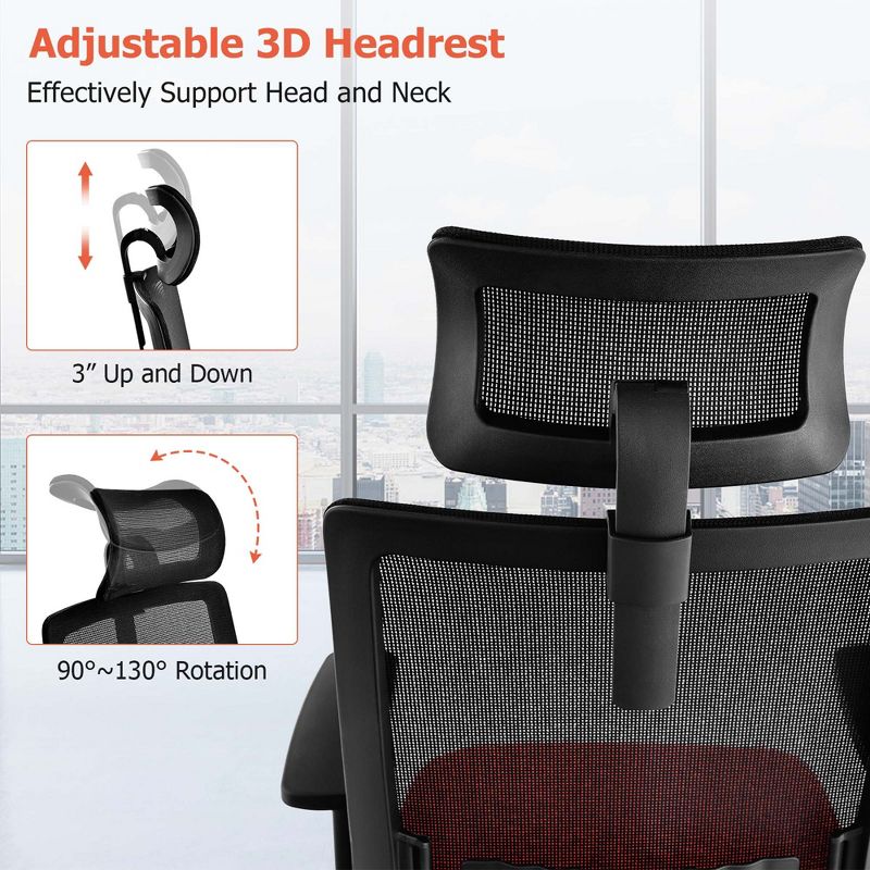 Costway Mesh Office Chair Big Tall Ergonomic Executive Chair Height Adjustable 400 lbs, 5 of 11