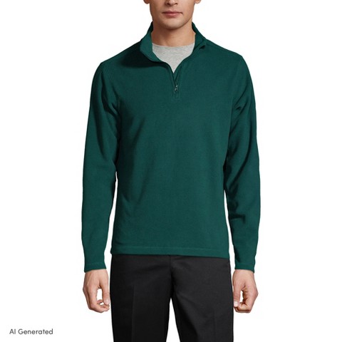 Мужские свитеры Lands' End Men's Lightweight Fleece Quarter Zip Pullover - XX Large - Evergreen
