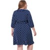 Agnes Orinda Women's Plus Size Polka Dots Elegant  3/4 Sleeve Ruffle Dress - 4 of 4
