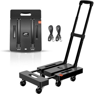 Belffin Folding Hand Truck, 500 LB Heavy Duty Luggage Cart, Utility Dolly Platform Cart with 6 Wheels & 2 Elastic Ropes - 1 of 4