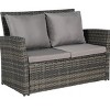 Outdoor Sofa Set, 4 Pcs Rattan Wicker Sofa, Sofa Set with Armrest Chairs and Tempered Glass Coffee Table, Sofas with Cushions-Coolbibila - 4 of 4