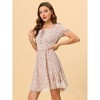 INSPIRE CHIC Women's Puff Sleeve Square Neck A-line Floral Cute Kawaii Dress - 3 of 4