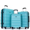 Vynxaria Aqua Blue PC Expandable 3-Piece Luggage 21/25/29" Two Hooks Spinner Wheels TSA - 2 of 4