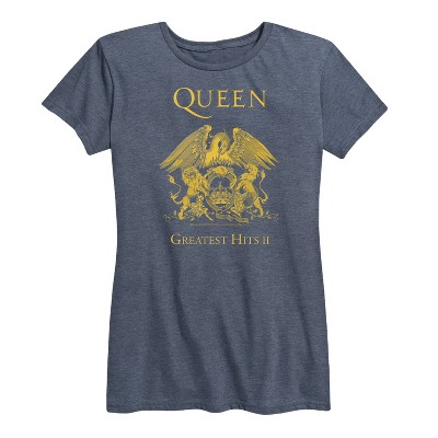 Queen T-Shirt Ufficiale – Crest Band Logo, Skinny Fit, Donna, Nero, Taglia L