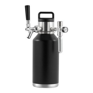 VEVOR Beer Growler Tap System, 64Oz 1.89L Mini Keg, 304 Stainless Steel Pressurized Beer Growler, Keg Growler with Pressure Display, Black - 1 of 4