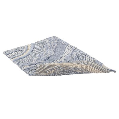 Blue and White Cotton Marble Wave Bath Rug 20" x 30"
