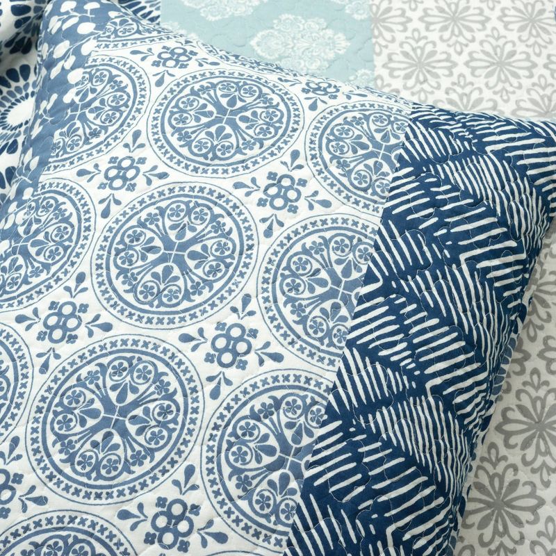 3pc Bohemian Stripe Reversible Oversized Cotton Quilt Bedding Set - Lush Décor, 5 of 10