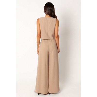 Beige Polyester Two Piece Vest and Pant Set XL