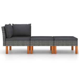 vidaXL Garden Lounge Set Grey PE rattan Compact Removable Covers - 1 of 4