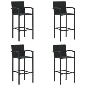 vidaXL Bar Stools 4 pcs Black Poly Rattan - 1 of 4
