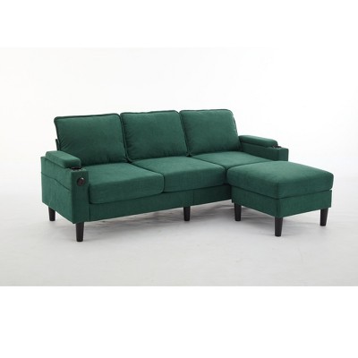 NicBex L-Shaped Sectional Sofa with Storage Ottoman,USB Port and 2 Cup Holders for Living Room,Apartment,Office