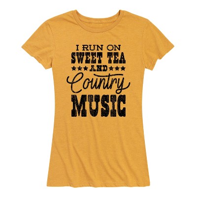 Women's - Country Casuals - I Run On Sweet Tea Country Music Short Sleeve Graphic T-Shirt