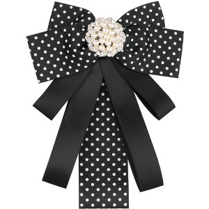 INSPIRE CHIC Women's Shirt Decoration Polka Dots Bow Ties Ribbon Brooch Pin 1 Pc - 1 of 4