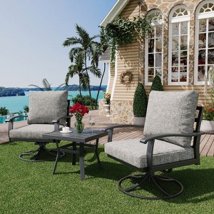 EROMMY Outdoor Swivel Rocker Patio Chairs With Coffee Table 3 Pcs Bistro Set - 1 of 4