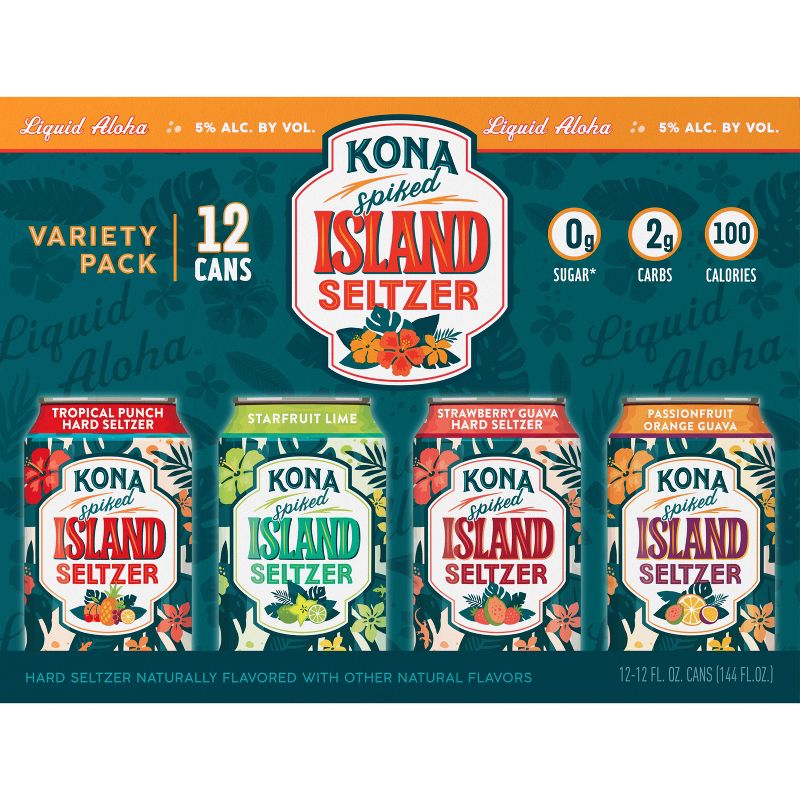 Kona Spiked Island Hard Seltzer Variety Pack - 12pk/12 fl oz Cans, 4 of 7