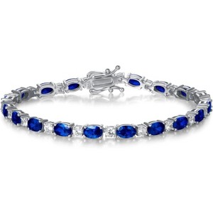 Sterling Silver Tennis Bracelet with Birthstone Charms, 7 Inch Fine Jewelry Christmas Gift for Women - 1 of 4