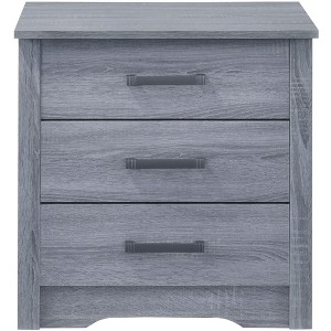 NicBex Nightstand with 3 Drawers,Bedside Table with Handles and  Gray/Brown finish,Modern Side Table for Bedroom,Living Room,Gray/Brown - 1 of 4
