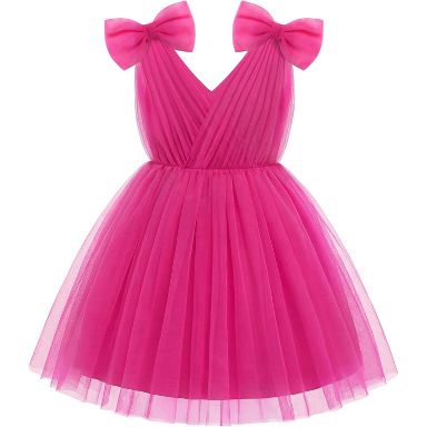 Arshiner Toddler Girl White Dress Tutu Tulle Flower Birthday Wedding Fancy Formal Fairy Spring Toddlers Dresses-Hot Pink-6-7 Years : Target