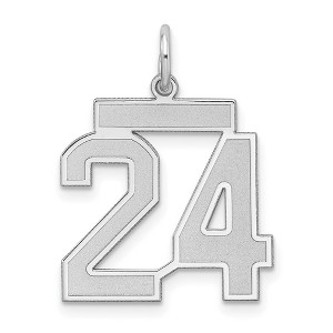 Black Bow Jewelry Sterling Silver, Jersey Collection, Medium Number 24 Pendant - 1 of 4
