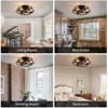 Ludomide Flush Mount Caged Ceiling Fan Lights with Remote, Retro Black Fandelier for Farmhouse Bedroom - 2 of 4