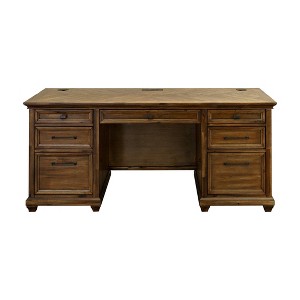 Porter Traditional Wood Office Desk Brown - Martin Furniture - 1 of 4