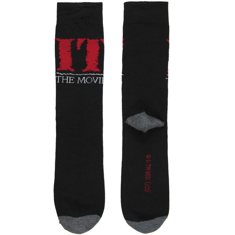 Stephen King's IT The Movie Pennywise The Clown 2 Pack Men's Athletic Crew Socks Black, 5 of 7