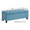 Tufted Upholstered Storage Bench with Spindle Wooden Legs, Faux Leather/Linen Entryway Bench with Hidden Storage, Bed End Ottoman - ModernLuxe - 3 of 4