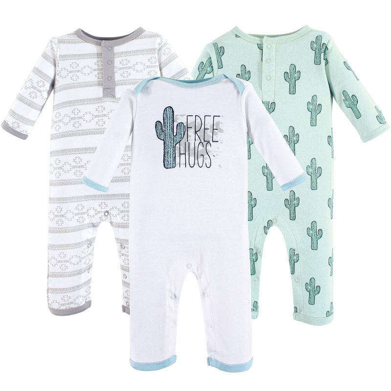 Yoga Sprout Baby Cotton Coveralls 3pk, Free Hugs, 1 of 2