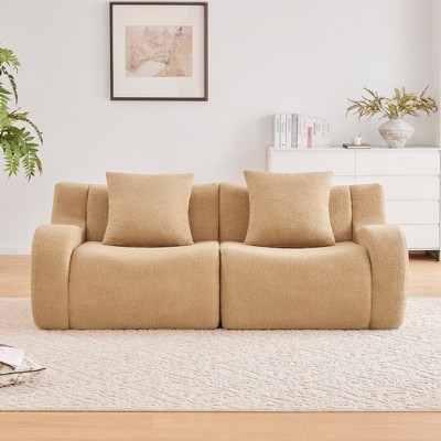 SKRAN Fabric Boneless Sofa, Curved Deep Seat  Couches, Streamlined Design No Assembly Required for Living Rooms and Bedrooms