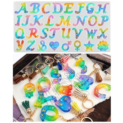 Silicone Molds,12 English Letter Reusable Mould,For Keychain Necklace Jewelry Pendant