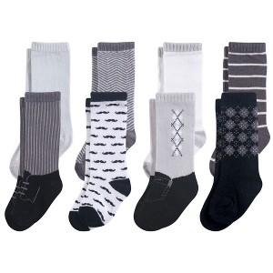 Hudson Baby Infant Boys Cotton Rich Knee-High Socks, Black Gentleman - 1 of 1