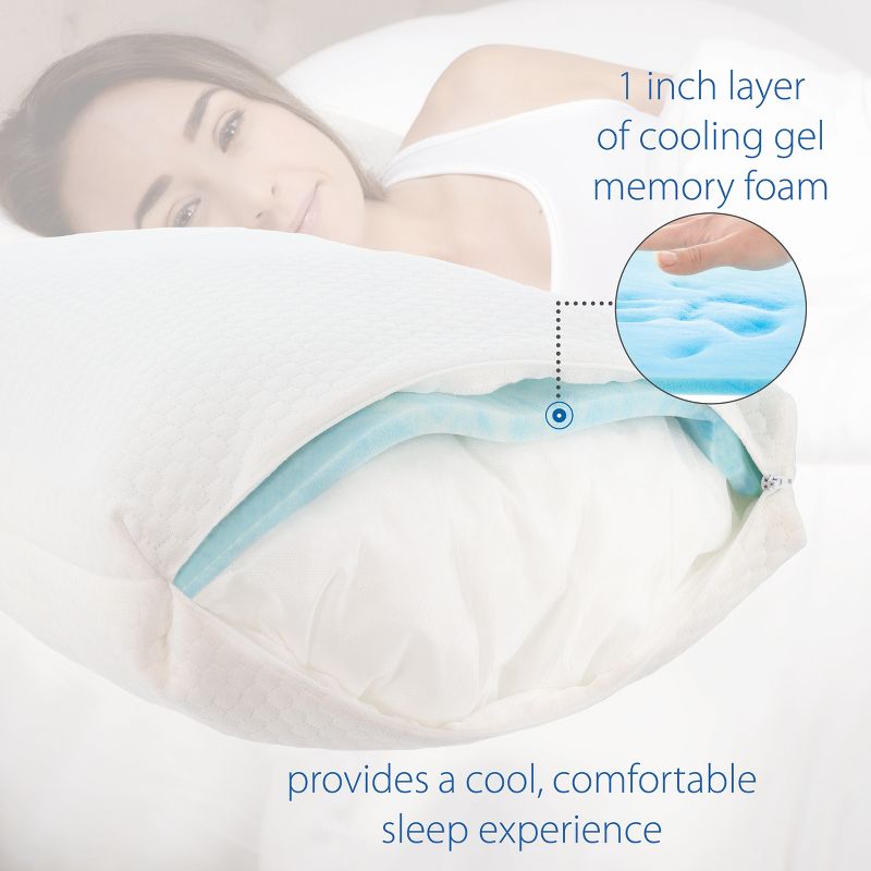 Core Products Adjust-A-Loft Fiber Adjustable Comfort Pillow with Cooling Memory Foam Insert, Standard Size, 3 of 9
