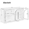PAGED Retro Arched Glass Door Buffet Cabinet, 4-Door Sideboard Cabinet with Adjustable Shelves, Storage Cabinet for Kitchen, Dining Room, Living Room - 3 of 4