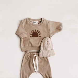 MyKids-Usa Baby Rainbow Sun Pattern Hoodies Combo Pants Sets - 1 of 3