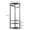 Corner Coat Stand, Metal Corner Coat Rack with 6 Double Hooks/Storage Shelf/Shoe Rack,Space-Saving, Industrial Design for Hallway, Living Room,Office - 3 of 4