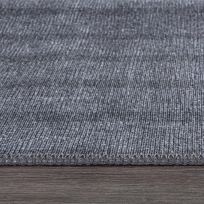 Dark Blue Geometric Flat Woven Synthetic Rug 5' x 7'