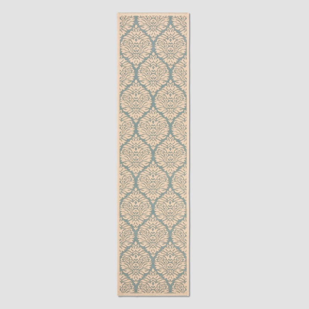 2'X8' Irena Outdoor Rug Aqua/Cream - Safavieh