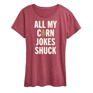 Women's - Instant Message - Valentine's Day All My Corn Jokes Shuck Short Sleeve Graphic T-Shirt - 1 of 4