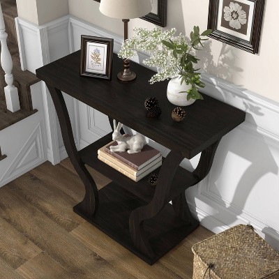 Espresso Brown 39" Wood Console Table with Storage