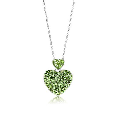 Chanteur Hypoallergenic Kids Jewelry Accessories Heart Green Crystal White Gold Palladium Plating Necklace Pendant